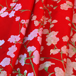 Tessuto Crêpe Satin Bianco, Rosso in Seta per abbigliamento