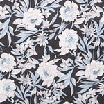 Tessuto floreale in tela di cotone stampato su base nera | new tess