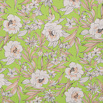 Toile de coton à motifs floraux imprimée sur un fond vert | new tess