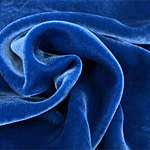Cerulean blue silk and viscose velvet fabric for dressmaking