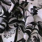Black and White Silk Flower Fabric ST000034 - new tess