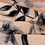 Gray, Pink Silk Flower Fabric - Crepe Se Fiori K00801
