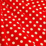 Tessuto Crepe Se Omnibus Pois 201303 Bianco, Rosso in Seta