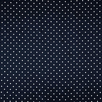 Tissu satin envers de soie avec petits pois blancs sur fond bleu