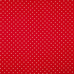 Tissu satin envers de soie avec petits pois blancs sur fond rouge