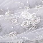 White embroidered tulle with ramage pattern | new tess bridal fabrics
