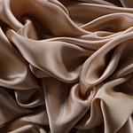 Almond beige crêpe back satin fabric in pure silk | new tess