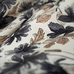 Grey and brown floral silk satin fabric | new tess