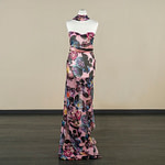 Silk georgette fabric with a large flower print on a pink background | new tess