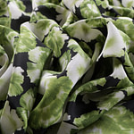 Green floral pattern crepe de chine fabric | new tess