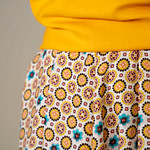 Viscose muslin fabric printed in a tie pattern in shades of yellow | new tess