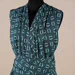 Printed viscose muslin fabric in shades of turquoise | new tess