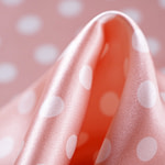 Pink polka dot silk satin fabric | new tess