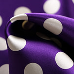Purple polka dot silk satin fabric | new tess