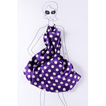 Purple polka dot silk satin fabric | new tess