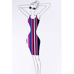 Multicoloured stripe pattern silk crepe de chine fabric | new tess