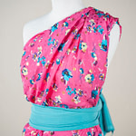 Fuchsia floral print silk lamé polka dot jacquard fabric | new tess