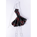 Black, red and green tartan fabric in pure wool | new tess