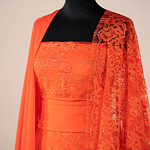 Coral chantilly lace fabric | new tess