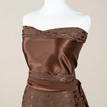 Tissu Couture Satin stretch Marron cacao en Soie, Stretch