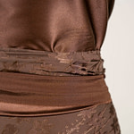 Tissu Couture Satin stretch Marron cacao en Soie, Stretch