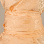 Peachy pink shiny matt jacquard fabric in linen and silk | new tess