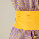 Yellow viscose velvet fabric and silk taffeta | new tess