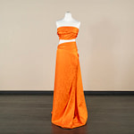 Orange floral jacquard fabric | new tess