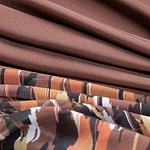 abstract brown silk georgette fabric for dressmaking | new tess