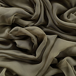 Olive green chiffon fabric in pure silk | new tess