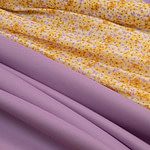 Floral cotton barré fabric paired with lilac stretch cotton piqué fabric | new tess