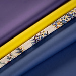 Cotton blue, yellow and purple fine apparel fabrics | new tess