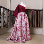 Fuchsia floral jacquard fabric | new tess