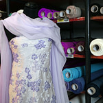 Lilac floral jacquard and plain silk chiffon | new tess fabrics