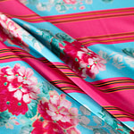 Tessuto Crepe Seta Fiori e Rigato ST000356 per Abbigliamento