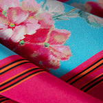 Tessuto Crepe Seta Fiori e Rigato ST000356 per Abbigliamento