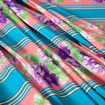 Tessuto Crepe Seta Fiori e Rigato ST000358 per Abbigliamento