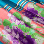 Tessuto Crepe Seta Fiori e Rigato ST000358 per Abbigliamento
