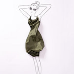 Tessuto Crepe Satin Oliva per Abbigliamento