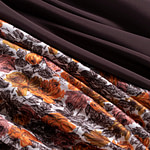 Orange and brown floral silk satin fabric | new tess