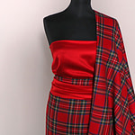 Red wool tartan fabric | new tess