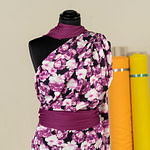 Purple silk floral fabric for dressmaking | new tess