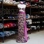 Optical fuchsia silk crepe de chine fabric | new tess