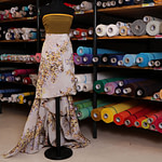 Orange, Yellow Flowers Woven Fabric - Jacquard Coupe' 003