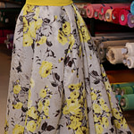 Yellow and brown floral jacquard fabric | new tess