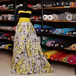 Yellow and brown floral jacquard fabric | new tess
