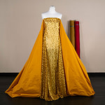Yellow viscose velvet fabric and silk taffeta | new tess