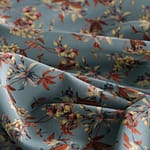 Blue, Brown Silk Crêpe de Chine fabric for dressmaking