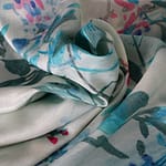 Tissu Crêpe de Chine Bleu, Fuchsia en Soie pour vêtements
