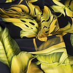 Blue, Yellow Silk Crêpe de Chine fabric for dressmaking